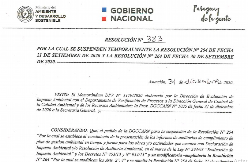 Suspensión temporal de Resolución sobre vencimientos para presentar informes de auditorías