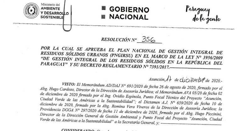 Plan Nacional de Residuos Sólidos Urbanos con sus Guías