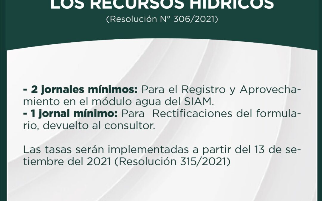 MADES establece tasas para el registro de uso y aprovechamiento de los Recursos Hídricos