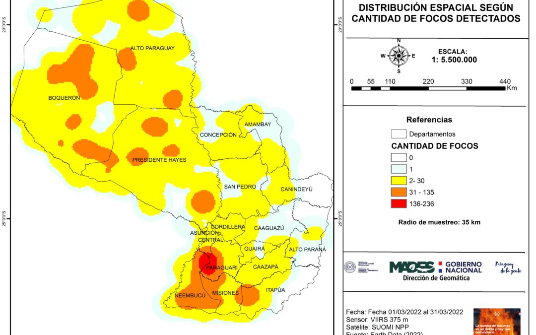 Boquerón y Presidente Hayes con mayor cantidad de focos de calor en el mes de Marzo