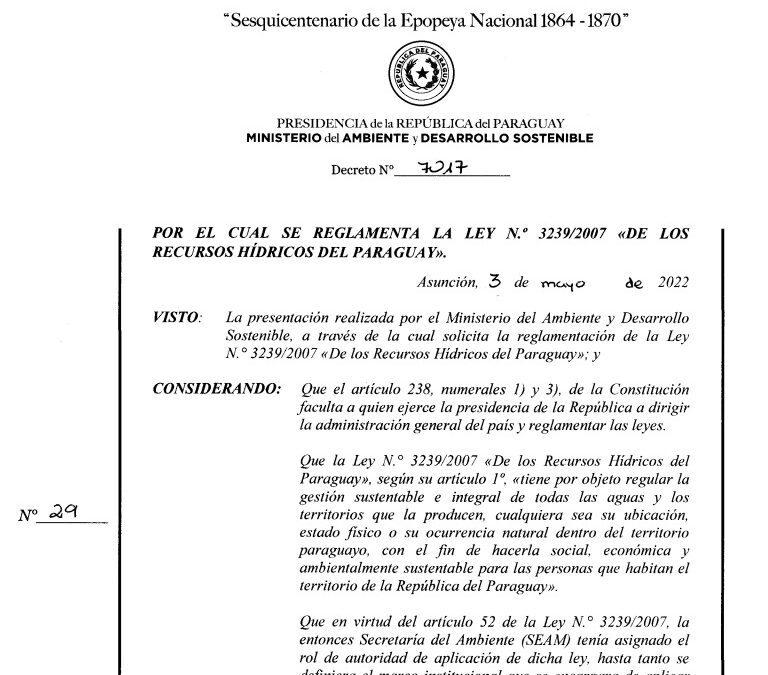 En Positivo: Ejecutivo promulgó reglamentación de la ley que protege los recursos hídricos