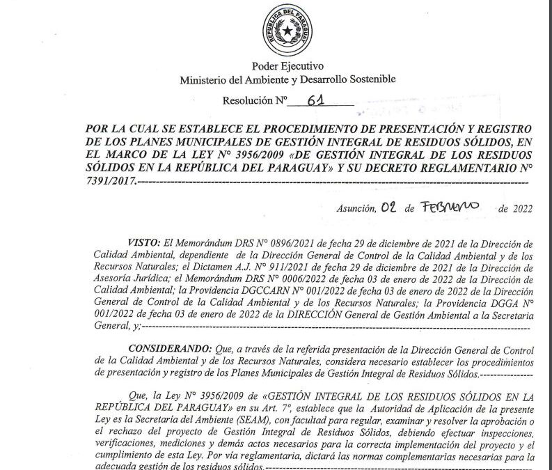 Municipios están obligados a presentar sus Planes de Gestión Integral de Residuos Sólidos