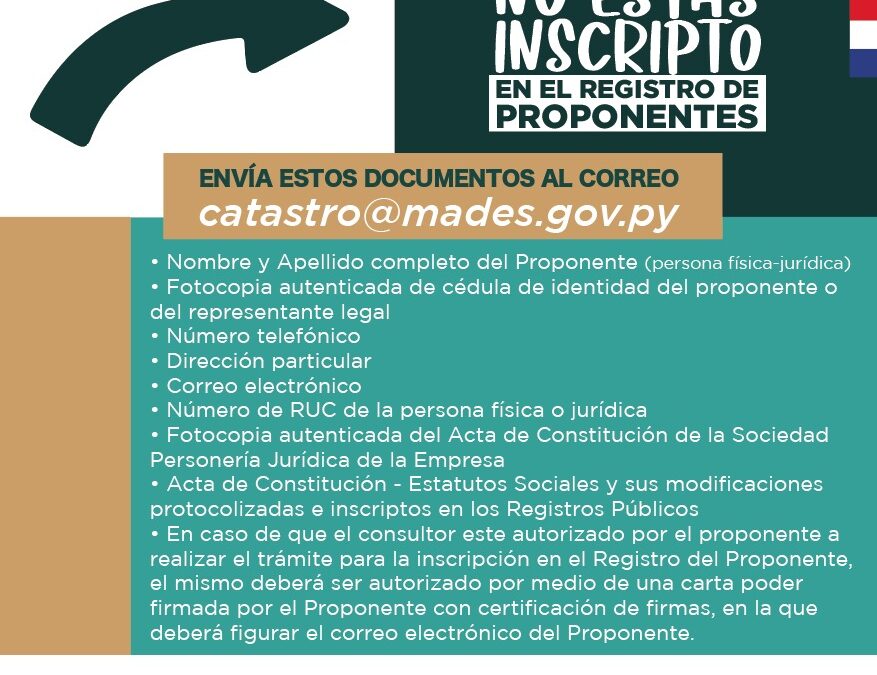 Si sos Proponente o Dueño de Proyectos y no estás inscripto en el Registro de Proponentes, tienes que manejar esta información
