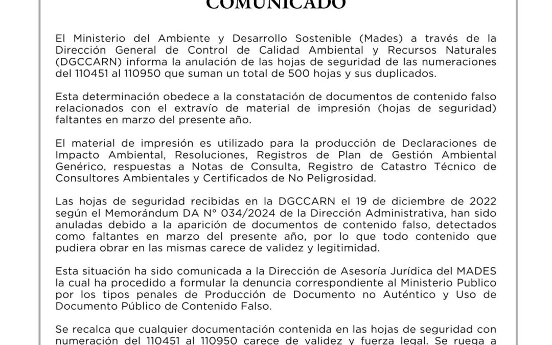 COMUNICADO