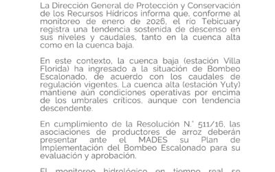 COMUNICADO – SITUACIÓN HIDROLÓGICA DEL RÍO TEBICUARY