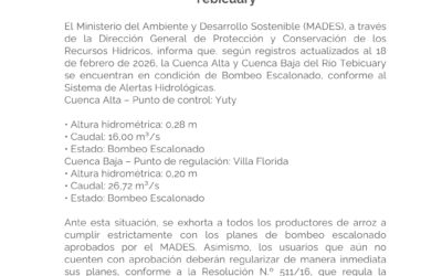 COMUNICADO: Alerta Hidrológica – Cuenca Alta y Baja del Río Tebicuary