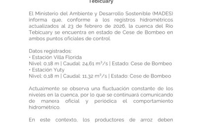 COMUNICADO – Estado de Cese de Bombeo en la Cuenca del Río Tebicuary