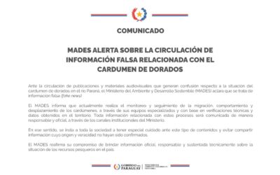 MADES alerta sobre la circulación de información falsa relacionada con el cardumen de dorados